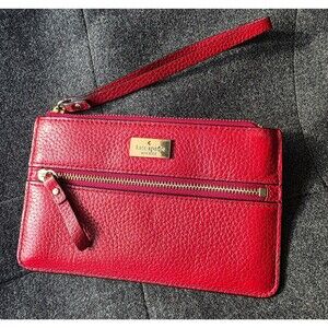 Kate Spade New York Wristlet in Red Leather 2 Zippered Compartments